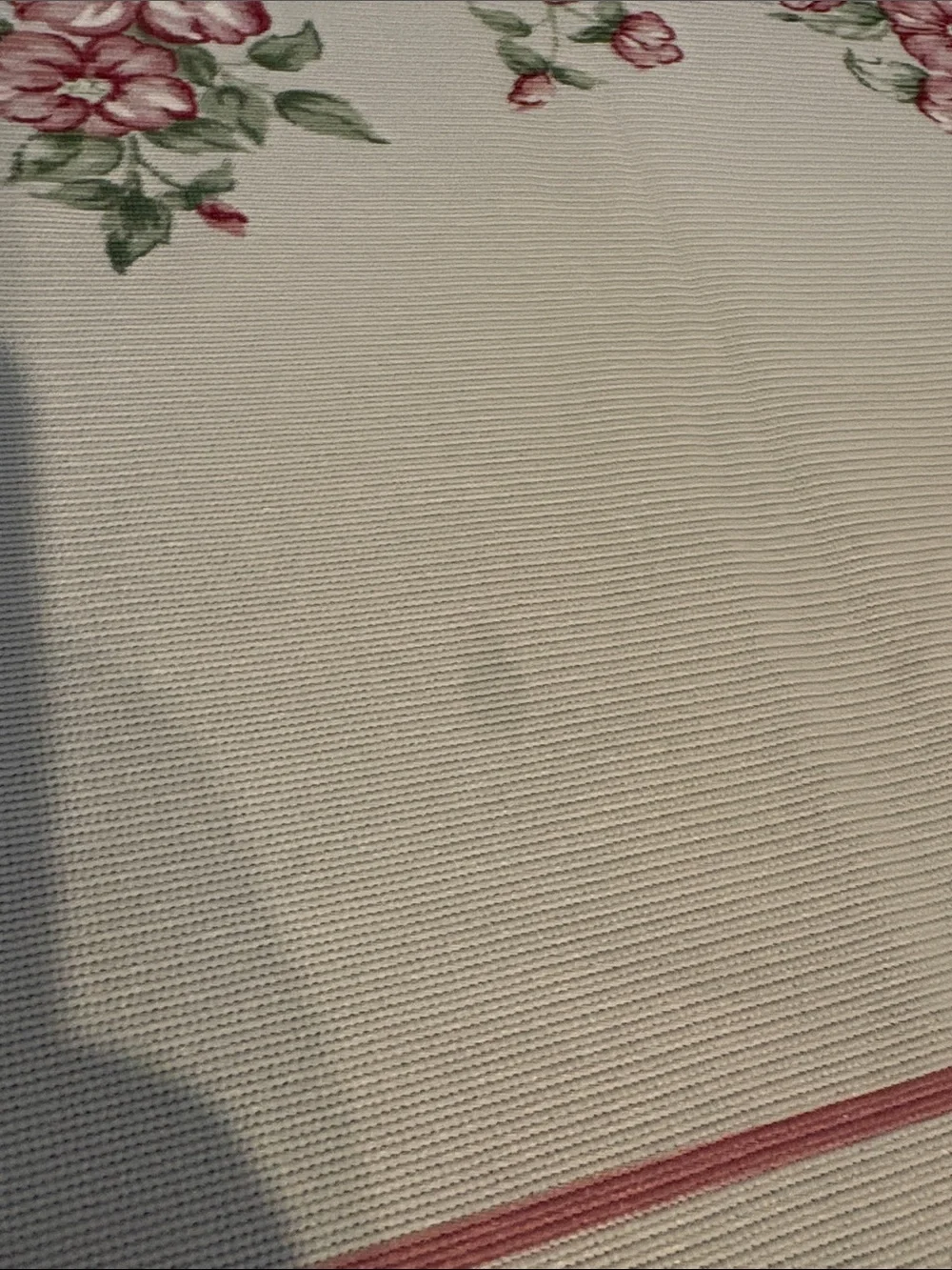 Floral Border Pink and White Tablecloth